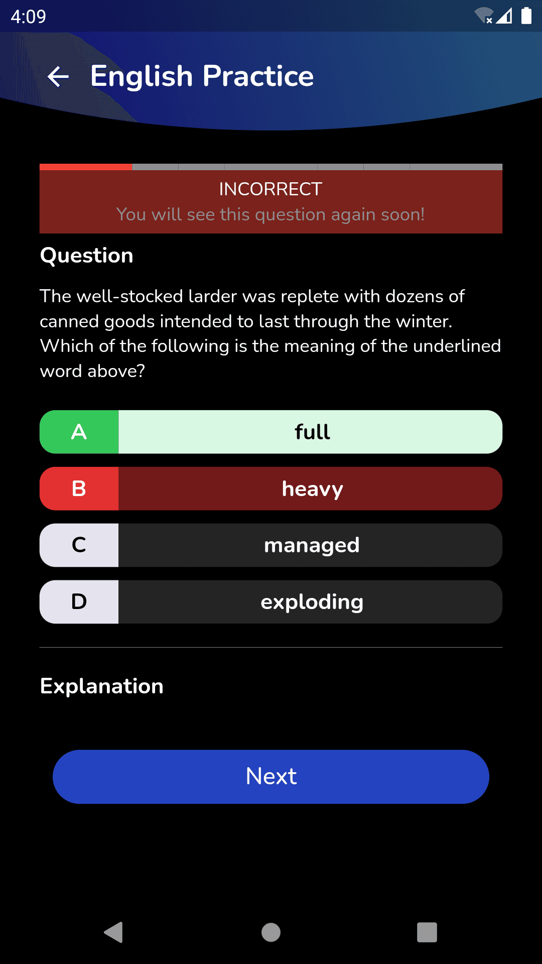 ACT Examps - Choose Answer