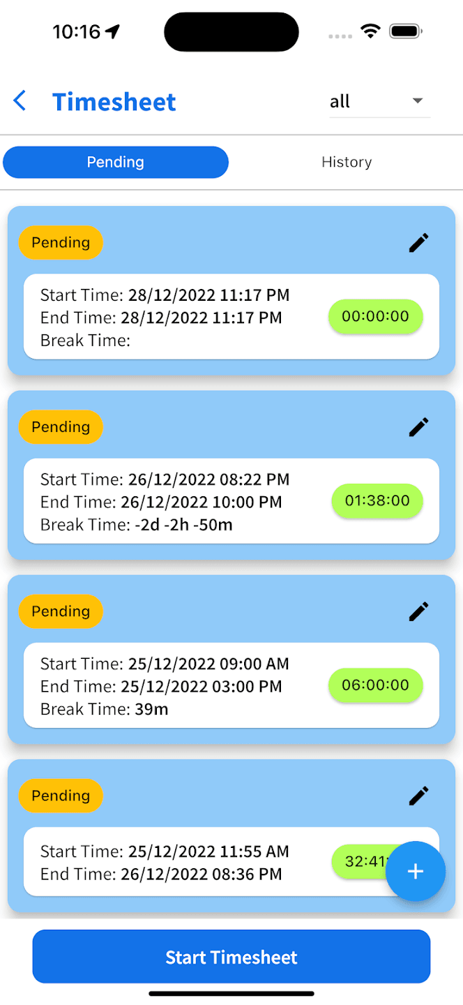 Despatchy - Time Sheet
