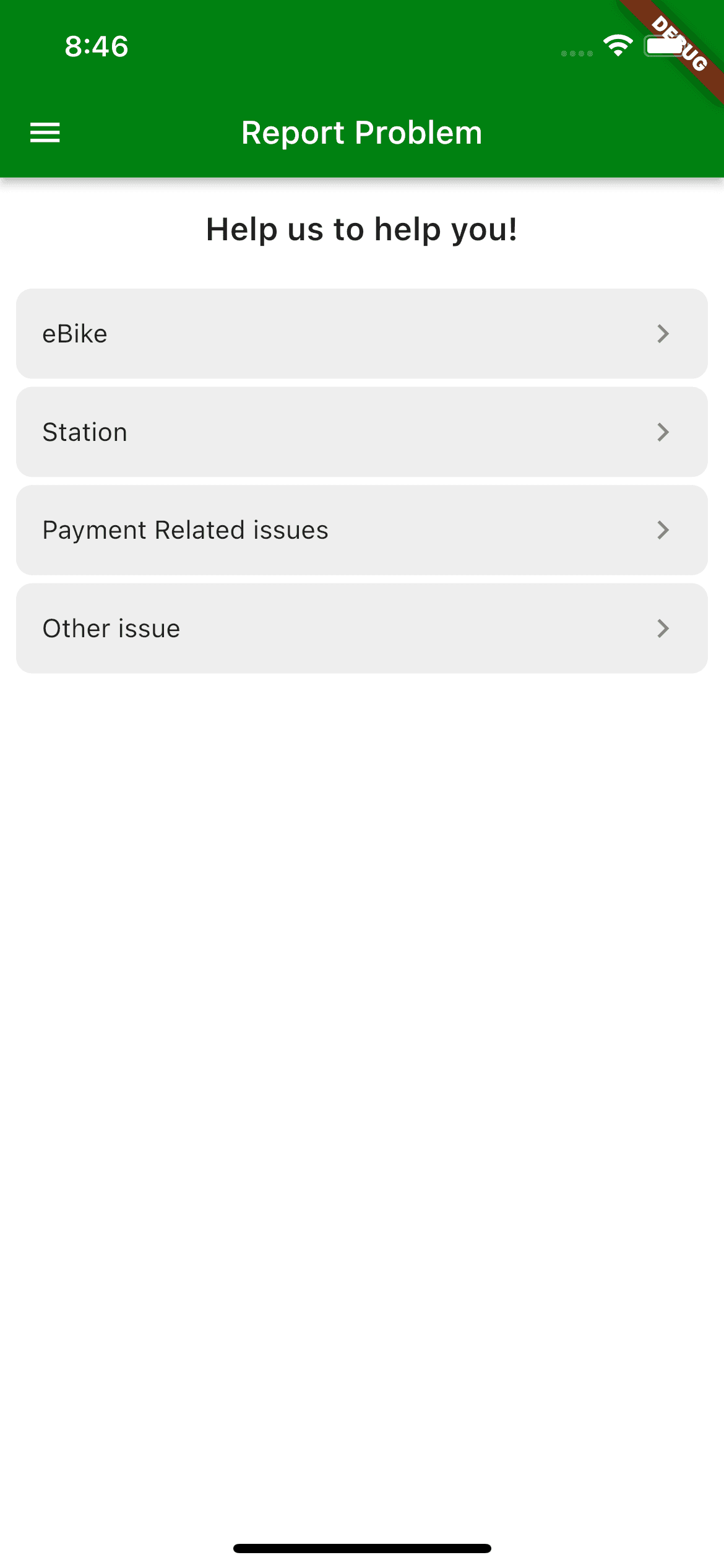 Hire E Bikes - Report Problem