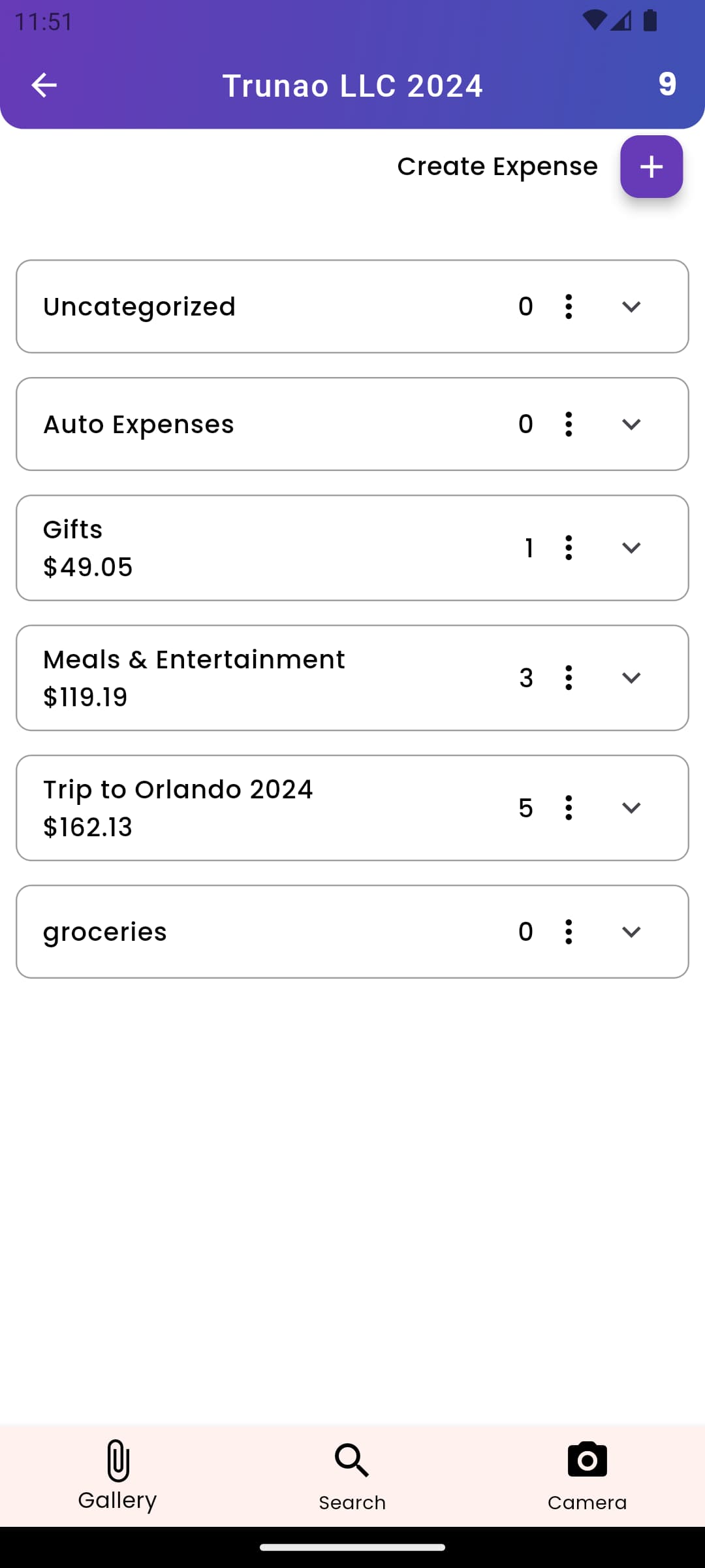 Receipts and Returns - Shopping List