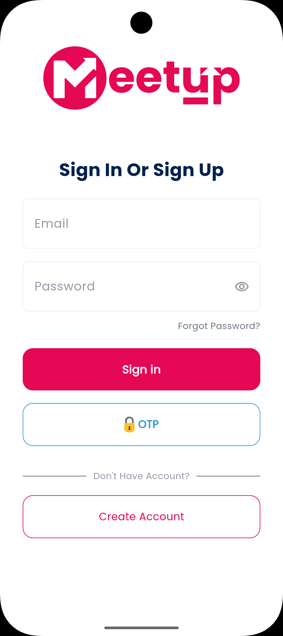 Meetup - Login & Register Screen