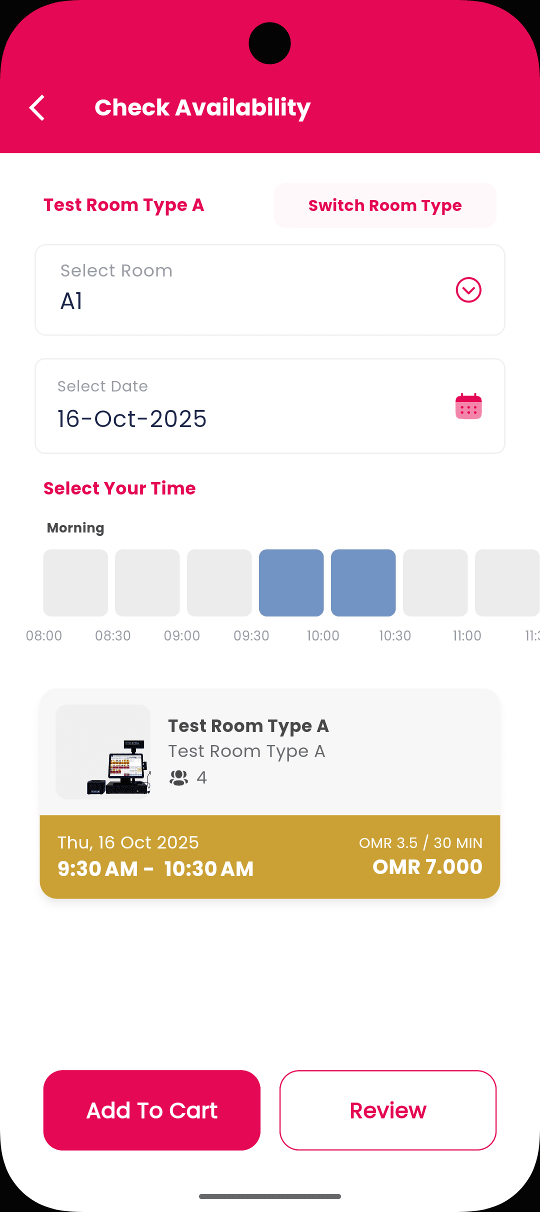 Meetup - Check Available Slots/Booking Screebn