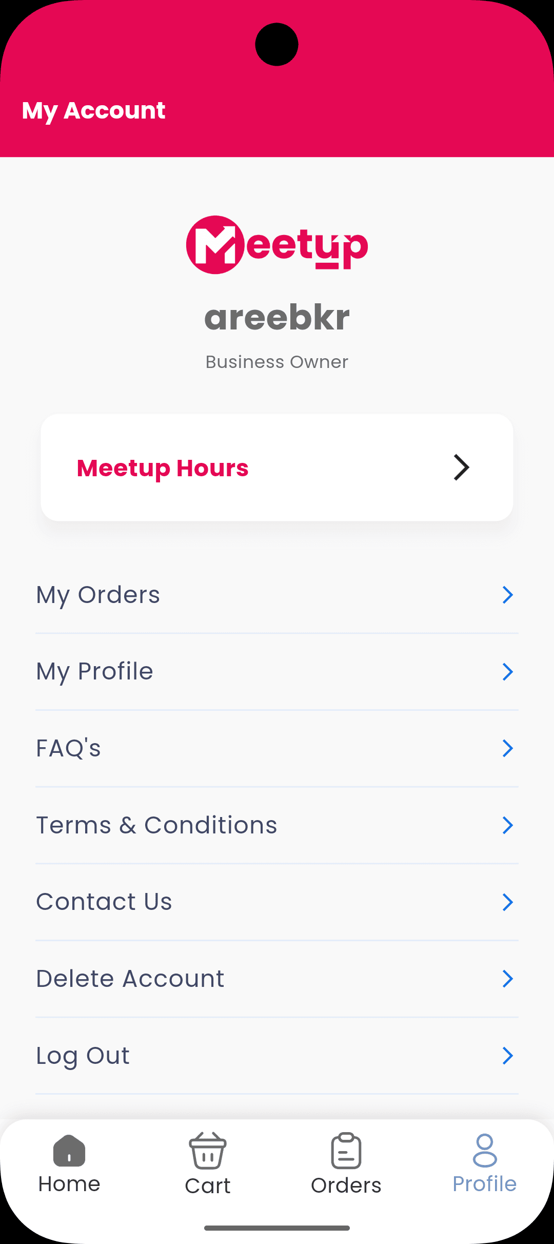 Meetup - Profile Screen